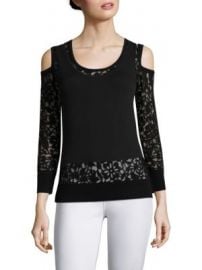 Saks Fifth Avenue Collection - Lace Burnout Cold-Shoulder Top at Saks Fifth Avenue